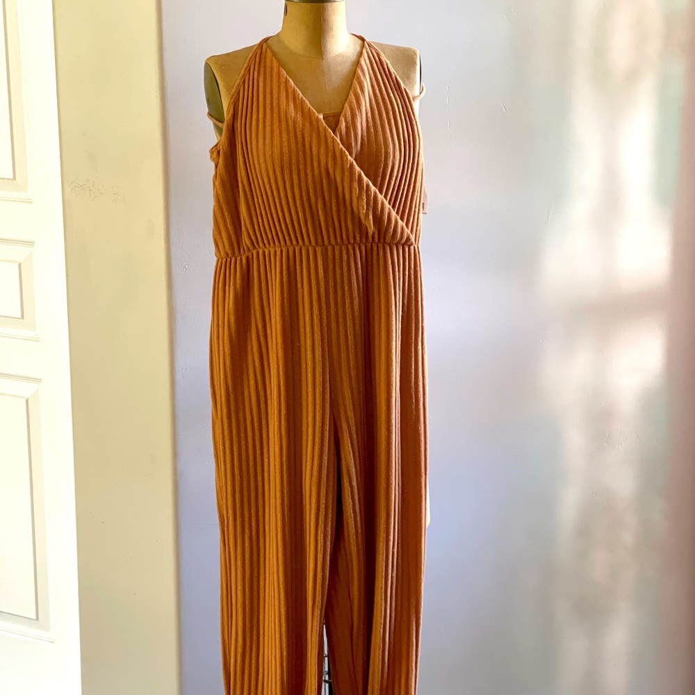Ribbed cotton, one-piece jumpsuit by Rolla Coster. NWT, caramel color.
